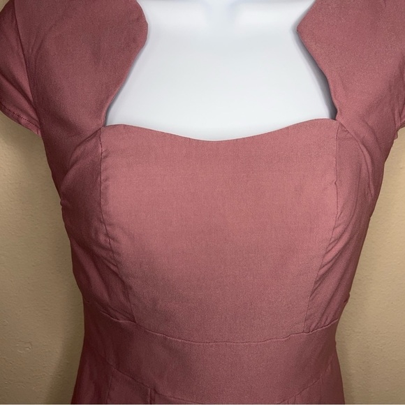 SMALL GRACE KARIN MAUVE PINK RETRO PINUP DRESS PENCIL STYLE ROCKABILLY - Picture 6 of 14